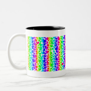 Caneca De Café Em Dois Tons corações arco-íris do orgulho