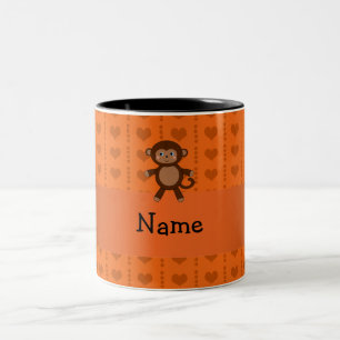 Caneca De Café Em Dois Tons Corações conhecidos personalizados da laranja do