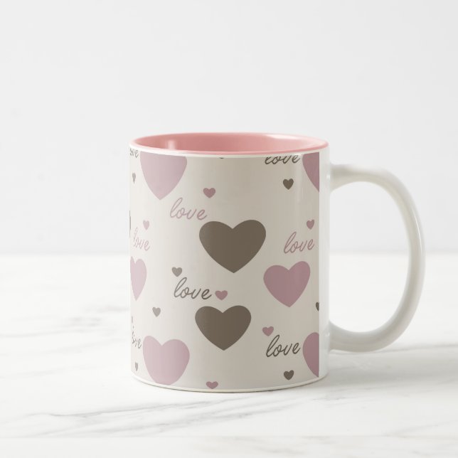 Caneca De Café Em Dois Tons Corações de Amor (Direita)