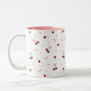 Caneca De Café Em Dois Tons Corações de Arcos Vermelhos Cor-de-Rosa