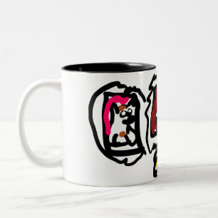 Caneca De Café Em Dois Tons Corações de bulldog francês