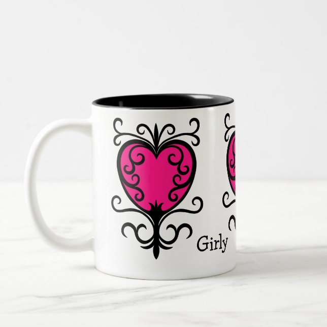 Caneca De Café Em Dois Tons Corações de garotas (Esquerda)