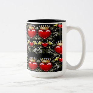 Caneca De Café Em Dois Tons Corações de Jovens Corações Padrão Coffee Mug