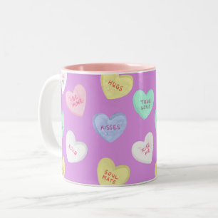 Caneca De Café Em Dois Tons Corações Doces do Namorados Clássico em Roxo