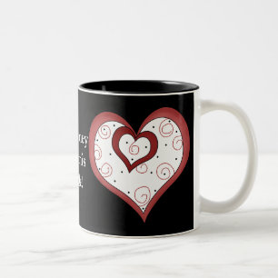 Caneca De Café Em Dois Tons Corações Duplos D1 - Mug de Café de Amor Personali