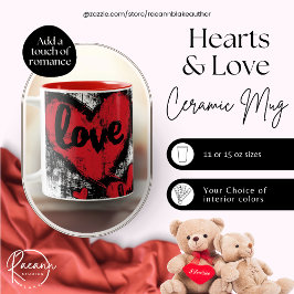 Caneca De Café Em Dois Tons Corações e Amor Caça Cerâmica De Dois Tons