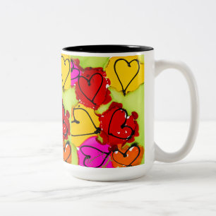 Caneca De Café Em Dois Tons Corações Em Todo Lugar Café Mug