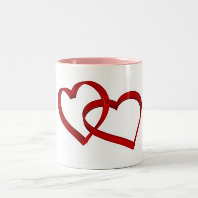 Caneca De Café Em Dois Tons Corações Ligados (Centro)