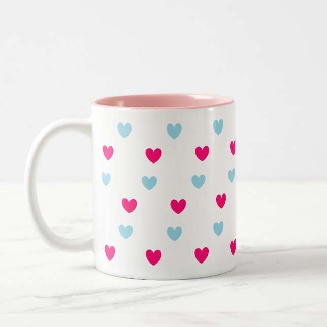 Caneca De Café Em Dois Tons Corações Lindos (Esquerda)