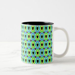 Caneca De Café Em Dois Tons Corações Oval
