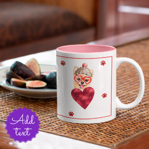 Caneca De Café Em Dois Tons Corações Patas Presente de Dia dos Namorados Pomer