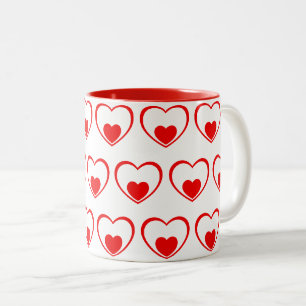 Caneca De Café Em Dois Tons Corações vermelhos
