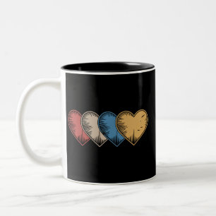 Caneca De Café Em Dois Tons Corações Vintage Presente Legal de Dia dos Namorad