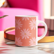 Coral Peach BOHO Daisy Pattern Floral