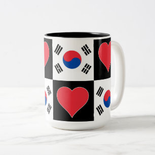Caneca De Café Em Dois Tons Coreano Patriótico Padrão Coreano do Coração de Si