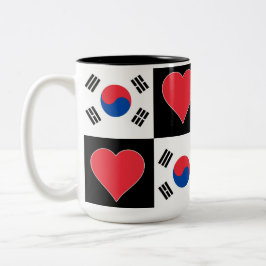 Caneca De Café Em Dois Tons Coreano Patriótico Padrão Coreano do Coração de Si