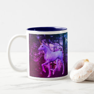 Caneca De Café Em Dois Tons Cores de Fantasia da Floresta Branca Personalizada