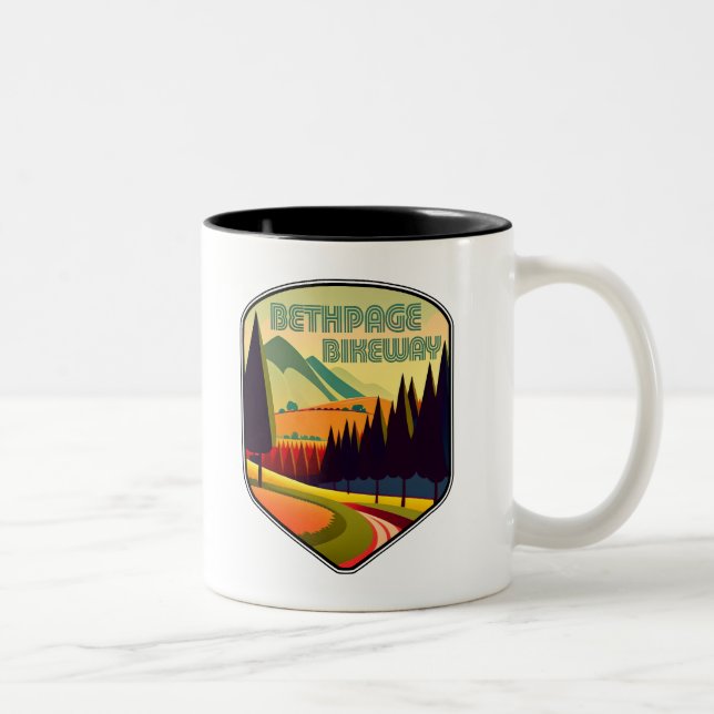 Caneca De Café Em Dois Tons Cores do Bikeway da Bethpage (Direita)