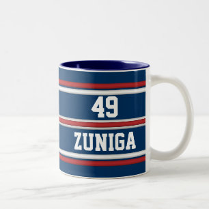 Caneca De Café Em Dois Tons Cores Espirituosas de Equipe com Nome e Número de