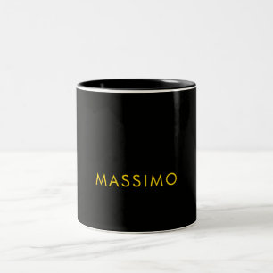 Caneca De Café Em Dois Tons Cores Ouro Preto Nome Minimalista Profissional