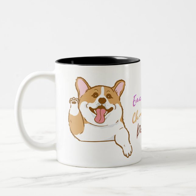 Caneca De Café Em Dois Tons Corgi: Energetica, Charmers, Delight Mug (Esquerda)