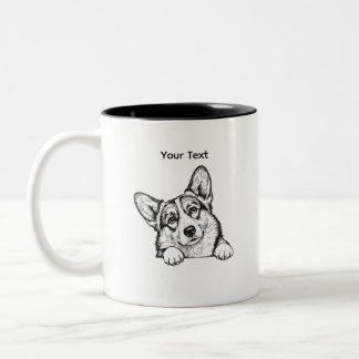 Caneca De Café Em Dois Tons Corgi Seu Texto
