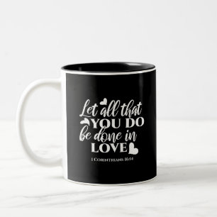 Caneca De Café Em Dois Tons Corintianos preto e branco 1 verso de Bíblia 16:14