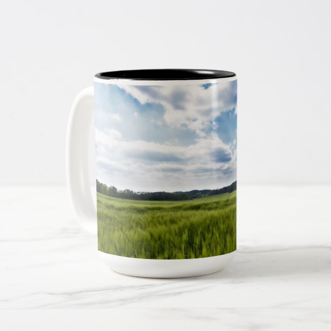 Caneca De Café Em Dois Tons Cornfields Verdes e Céu Azul (Frente Esquerda)