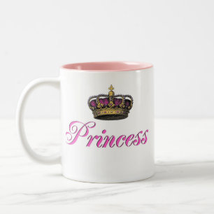 Caneca De Café Em Dois Tons Coroa da princesa no rosa quente