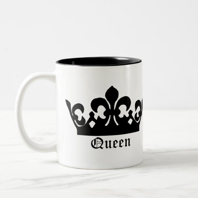 Caneca De Café Em Dois Tons Coroa Rainha Negra (Esquerda)