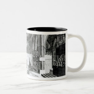 Caneca De Café Em Dois Tons Coroação de James II no escolar