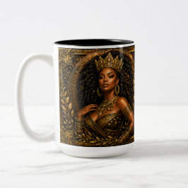 Caneca De Café Em Dois Tons Coroada Com Propósito: Rainha Majestosa Preto-e-Do