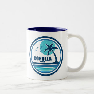 Caneca De Café Em Dois Tons Corolla Beach North Carolina Palm Tree Birds
