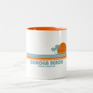 Caneca De Café Em Dois Tons Corolla Beach North Carolina Sun Palm Trees