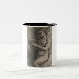Caneca De Café Em Dois Tons Corpo de um Homem Segurando o Crânio (por Albert E