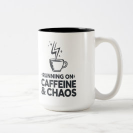Caneca De Café Em Dois Tons Correndo em Cafeína e Caos