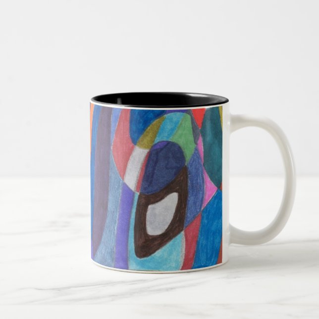 Caneca De Café Em Dois Tons Corrente de cor, Abstrato (Direita)