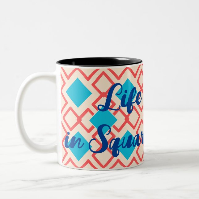 Caneca De Café Em Dois Tons Corrente Quadrada Laranja (Esquerda)