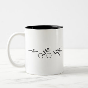 Caneca De Café Em Dois Tons Corrida de bicicleta de natação Triathlon