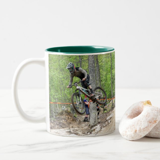 Caneca De Café Em Dois Tons Corrida de bicicleta Enduro Mountain (Com Donut)