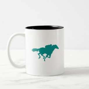 Caneca De Café Em Dois Tons Corrida de Cavalo Verde Teal