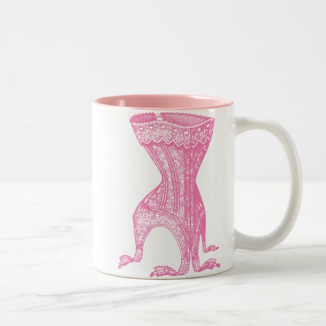 Caneca De Café Em Dois Tons Corset francês rosa (Direita)