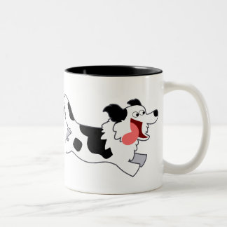 Caneca De Café Em Dois Tons Corta Cortando Borda de Cartoon Collie Mug