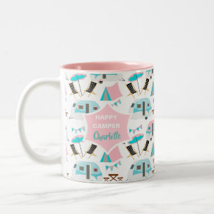 Caneca De Café Em Dois Tons Corte de acampamento de caravana retrô personaliz