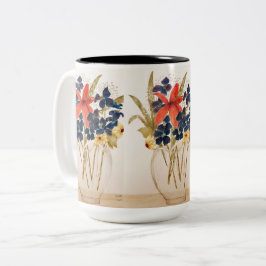 Caneca De Café Em Dois Tons Corte vaso de flores