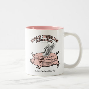CANECA DE CAFÉ EM DOIS TONS CORTES DE SUÍNOS VOADORES - QUAIS SONHOS SÃO FEI