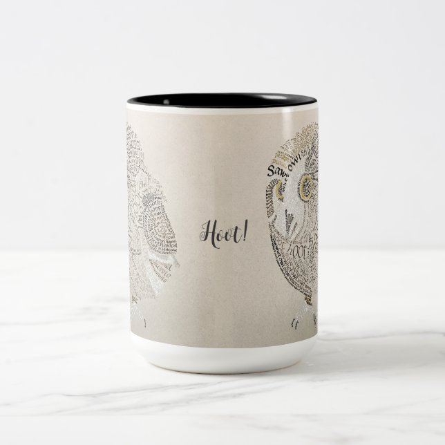 Caneca De Café Em Dois Tons Coruja Calliografia (Centro)