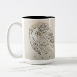 Caneca De Café Em Dois Tons Coruja Calliografia