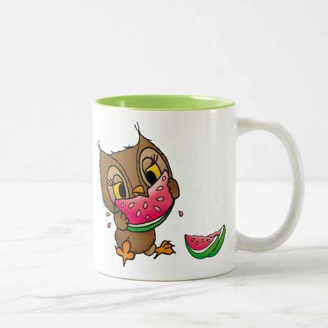 Caneca De Café Em Dois Tons Coruja com melancia (Direita)