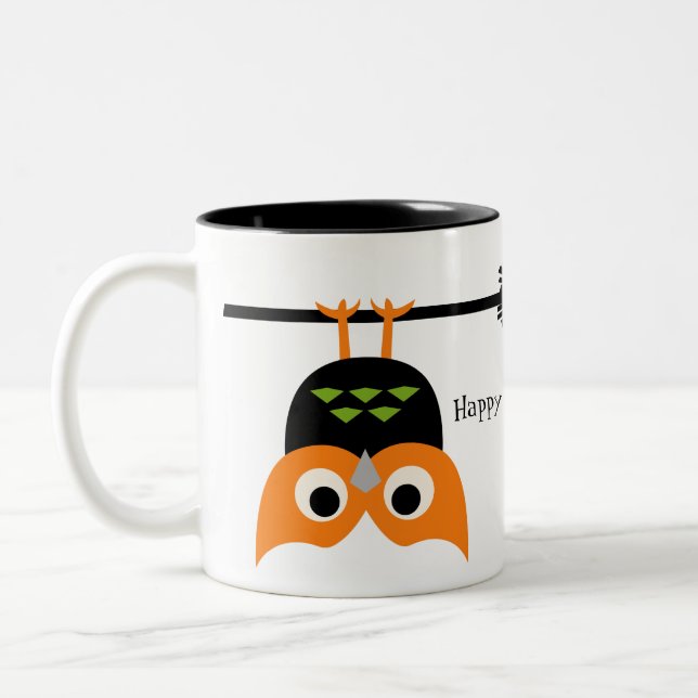 Caneca De Café Em Dois Tons Coruja de cabeça para baixo em uma caneca de vasso (Esquerda)